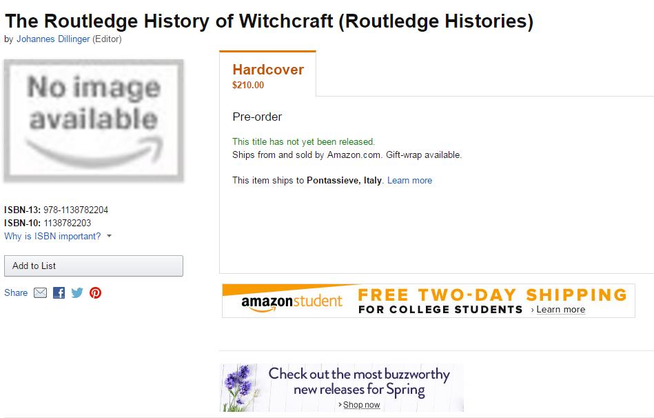 routledge history witchcraft