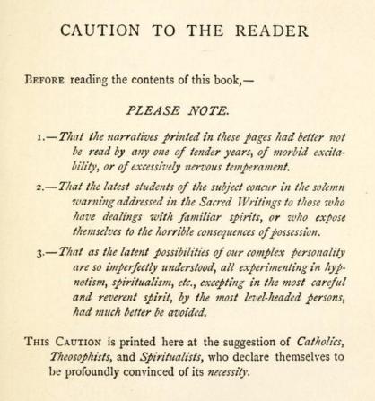 caution to the reader