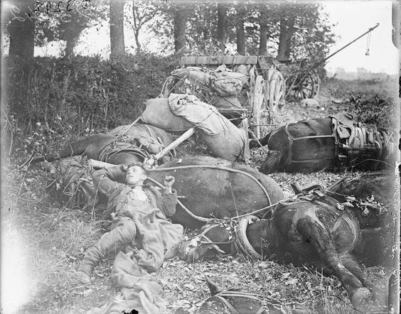 german ammunition limbers and teams caught by british shell fire le quesnoy 27 october 1918